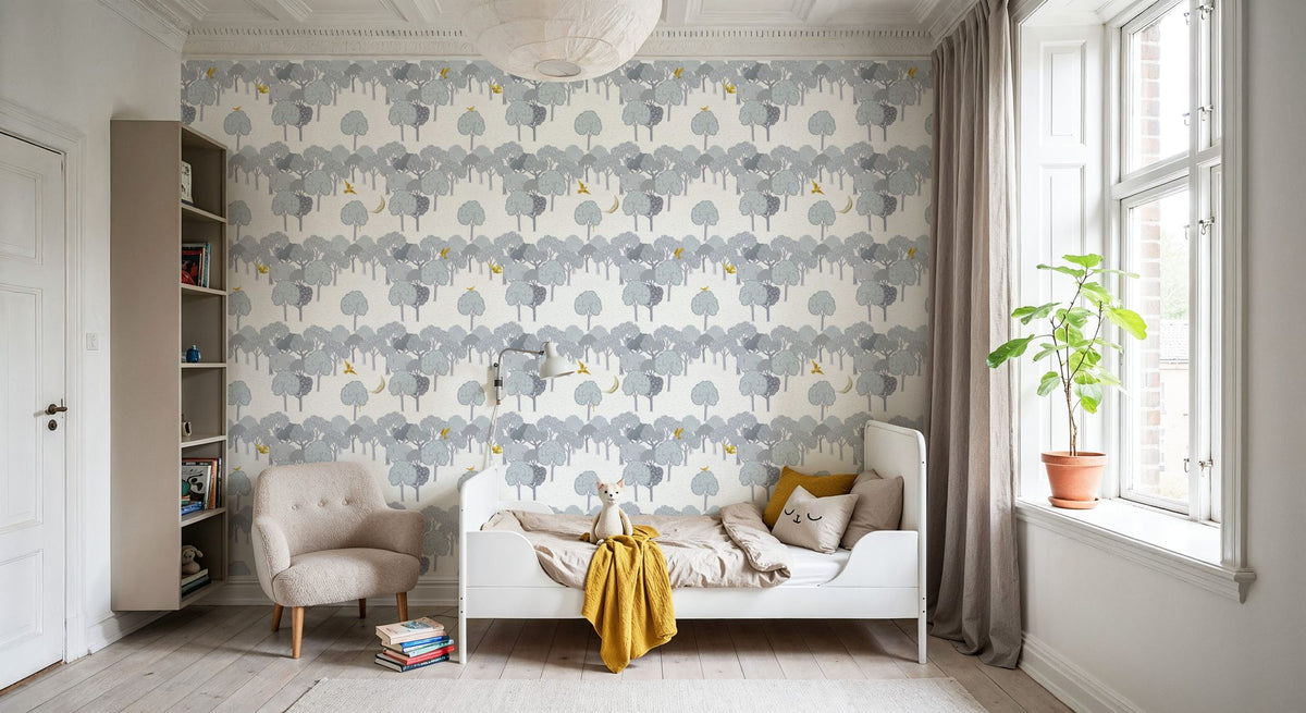 The Key to the Forest, Grey Mural Wallpaper - room preview 06
