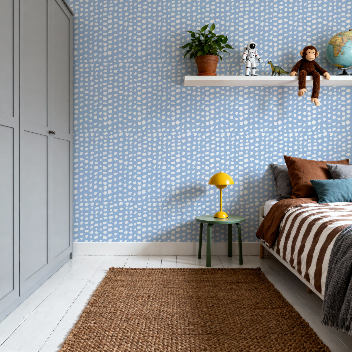 Light Blue Fish Dots Mural Wallpaper - room preview 06