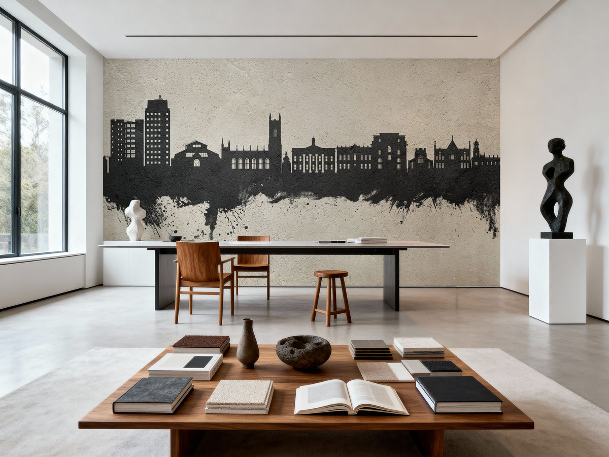 Oldham England Skyline Concrete Mural Wallpaper - room preview 06