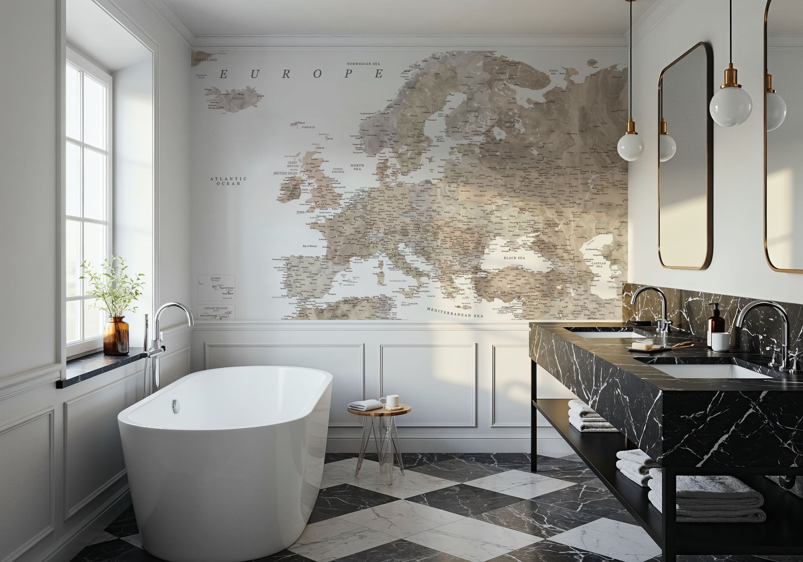 Europe Map Detailed - Abey Mural Wallpaper