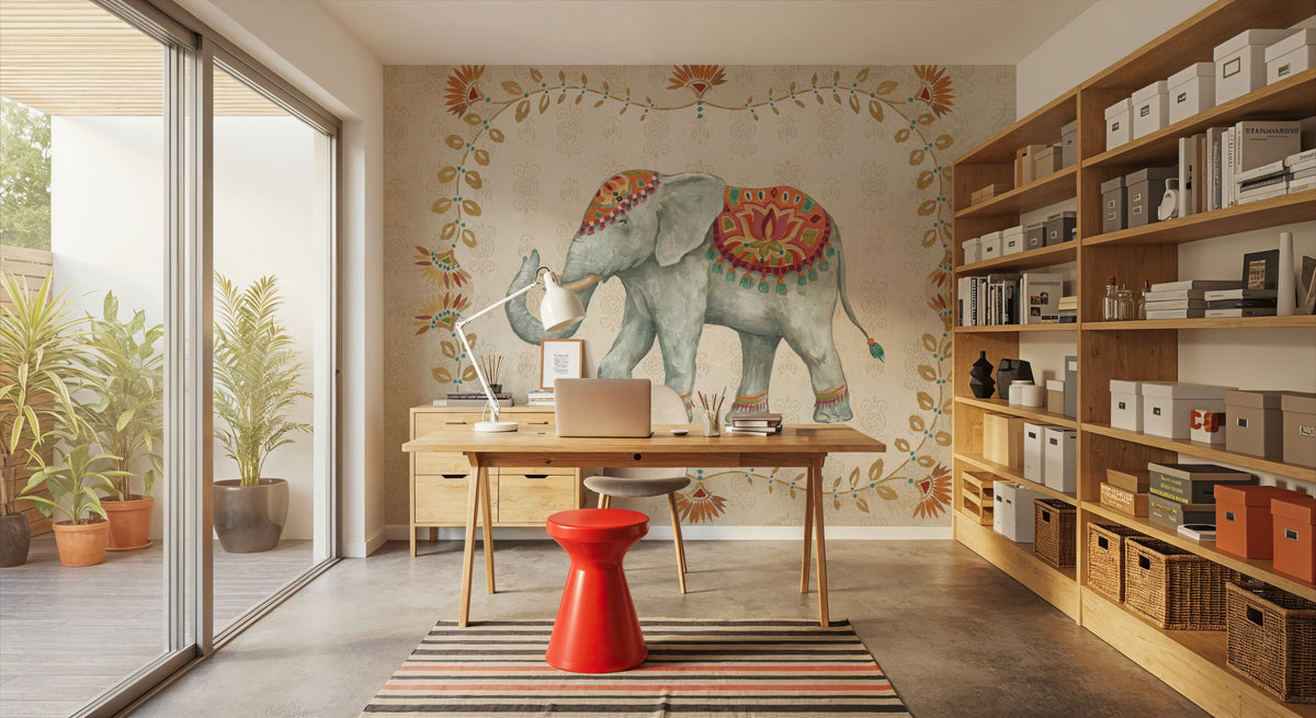 Elephant Walk V Mural Wallpaper - room preview 06