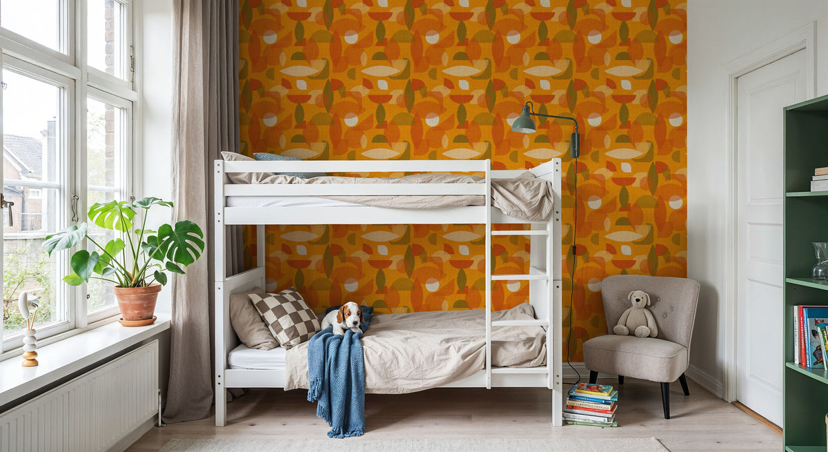 Homley Geometry, Orange Mural Wallpaper - room preview 06