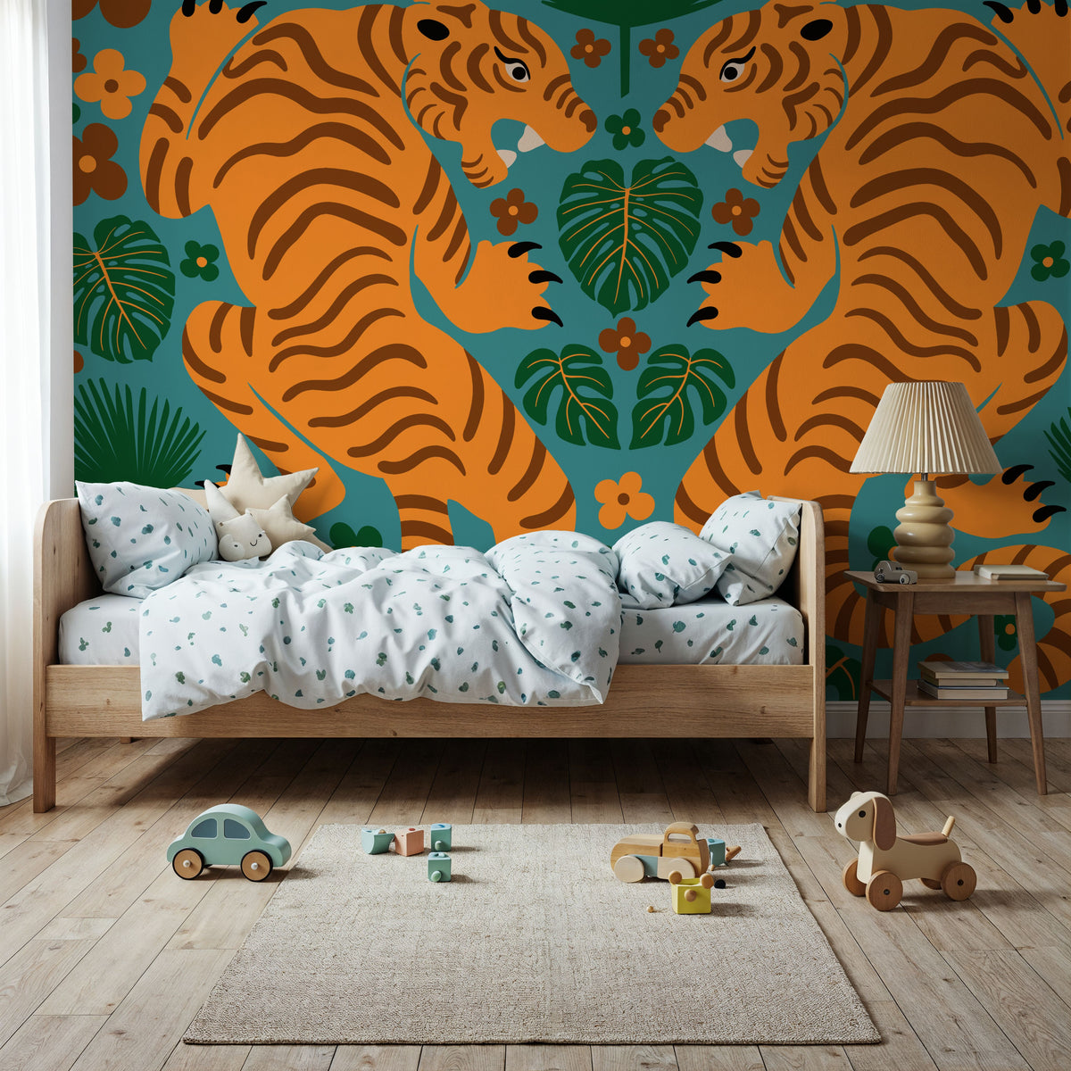 Otomi Tigers Mural Wallpaper - room preview 06