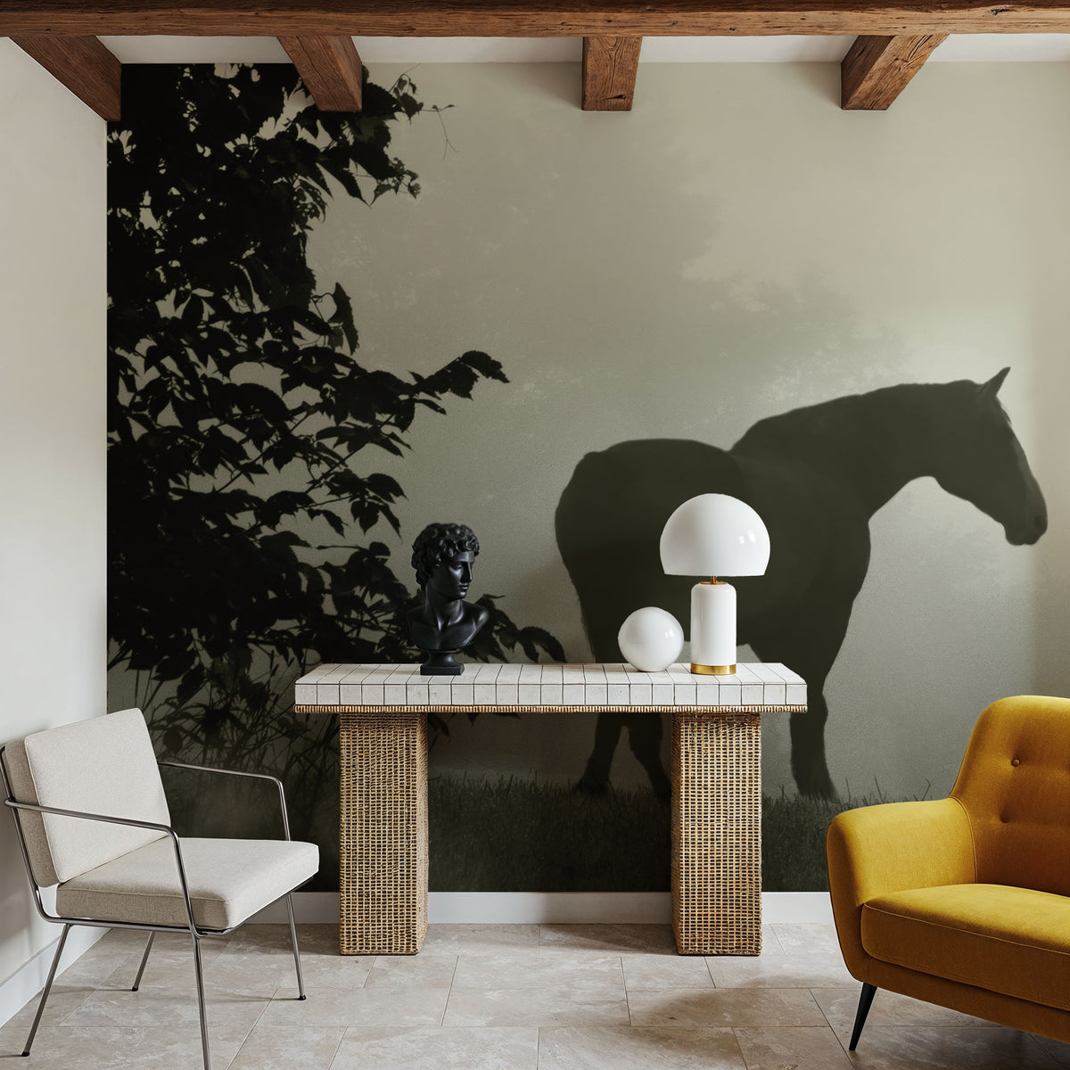 Morning Meadow Horses II Mural Wallpaper - room preview 06