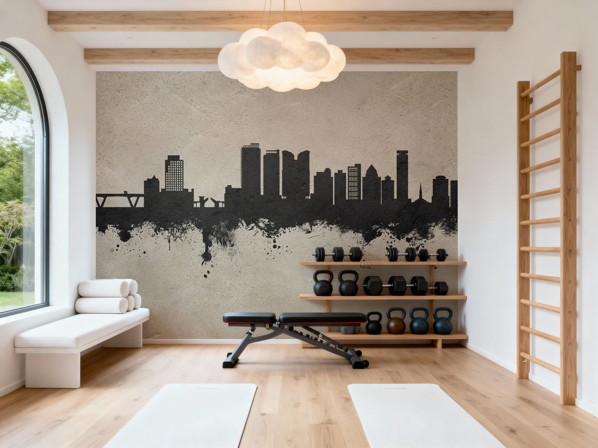 Fort Lauderdale Florida Skyline Concrete Mural Wallpaper - room preview 06
