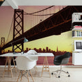 Sunset Silhouette Bridge Mural Wallpaper - room preview 06