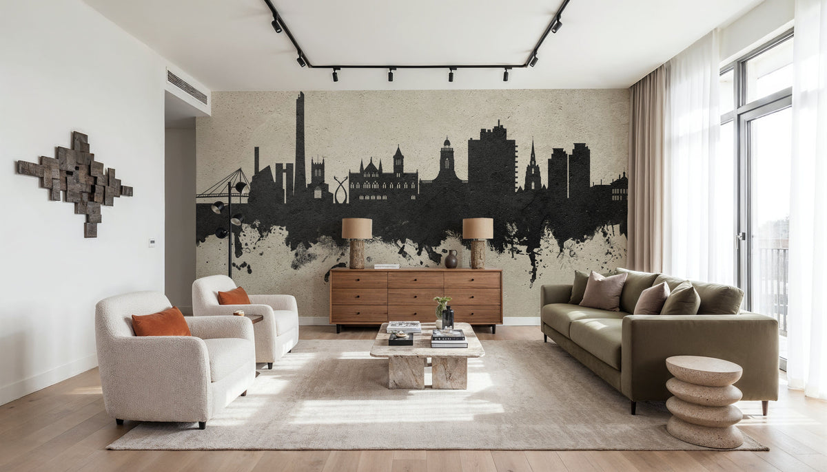 Northampton England Skyline Concrete Mural Wallpaper - room preview 06