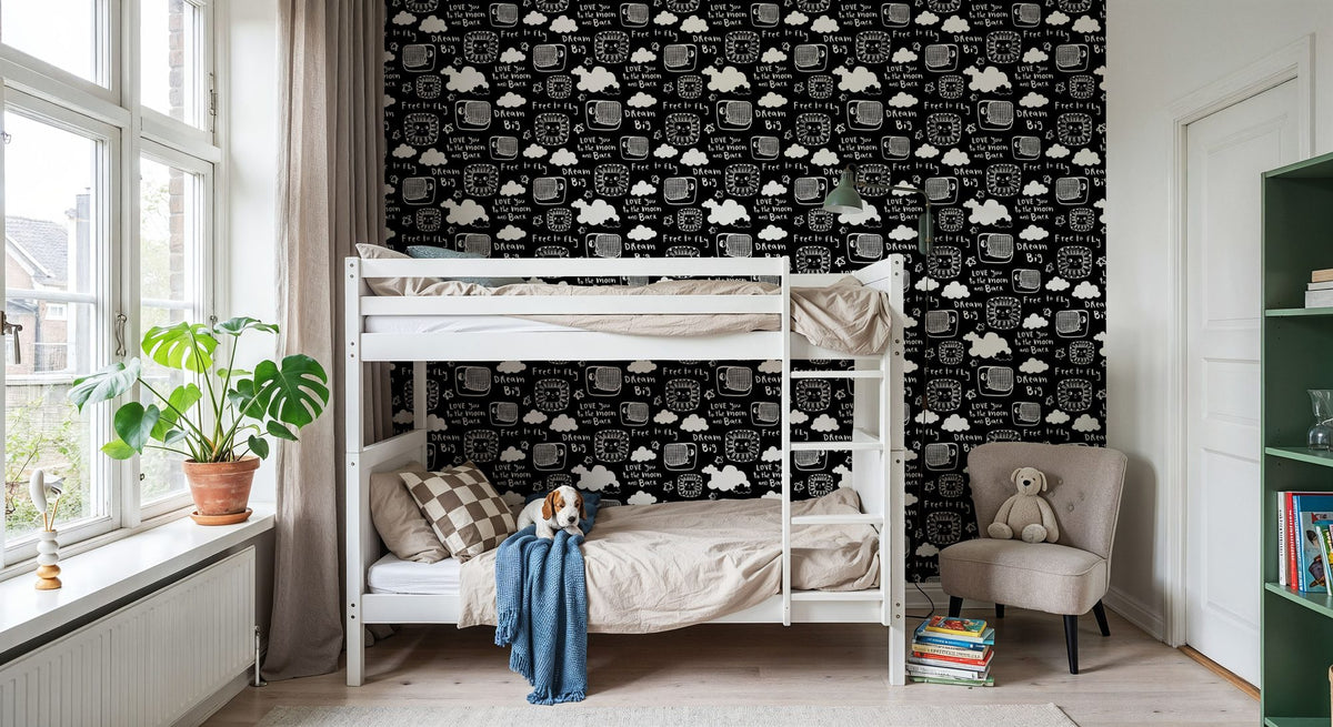 Sky Is the Limit Black Mural Wallpaper - room preview 06