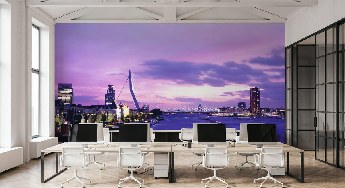 Urban Twilight Bridge Mural Wallpaper - room preview 06