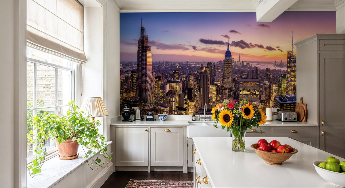 Manhattan Skyline Sunset Mural Wallpaper - room preview 06