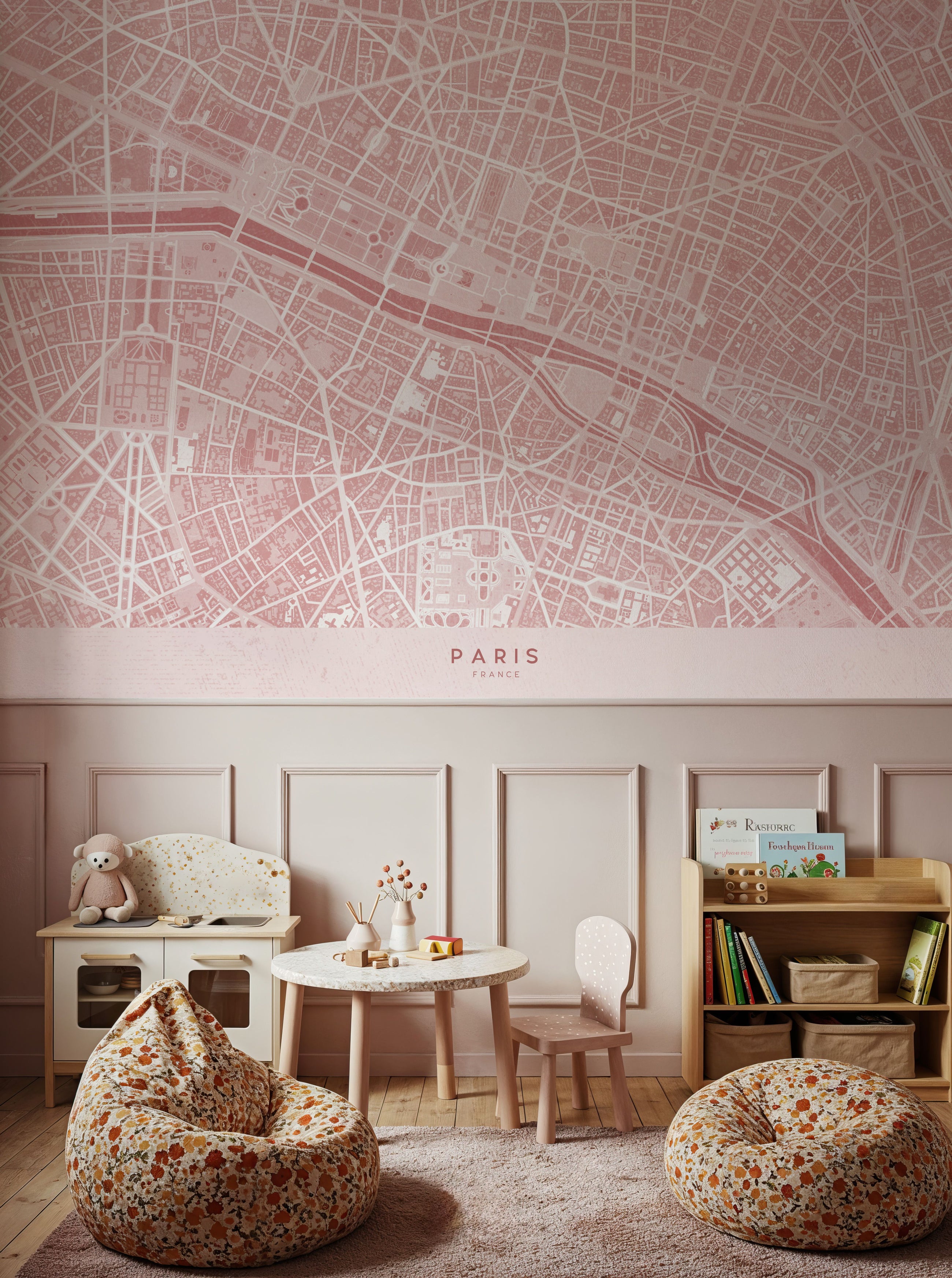 Paris Pink Mural Wallpaper