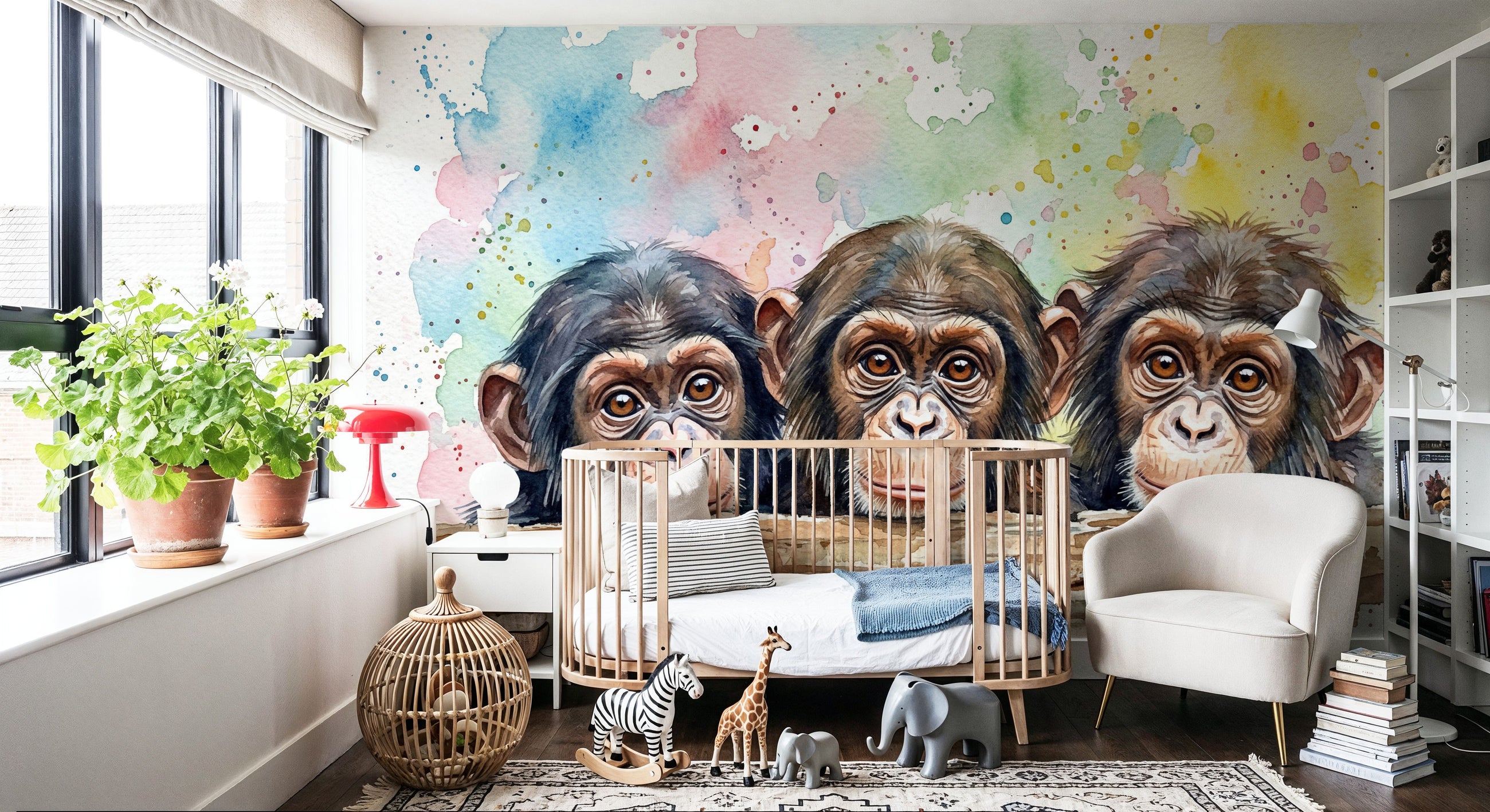 Chimpanzees - Cute Baby Animals Series Mural Wallpaper