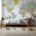 World Map Cities - Patti Mural Wallpaper - room preview 06