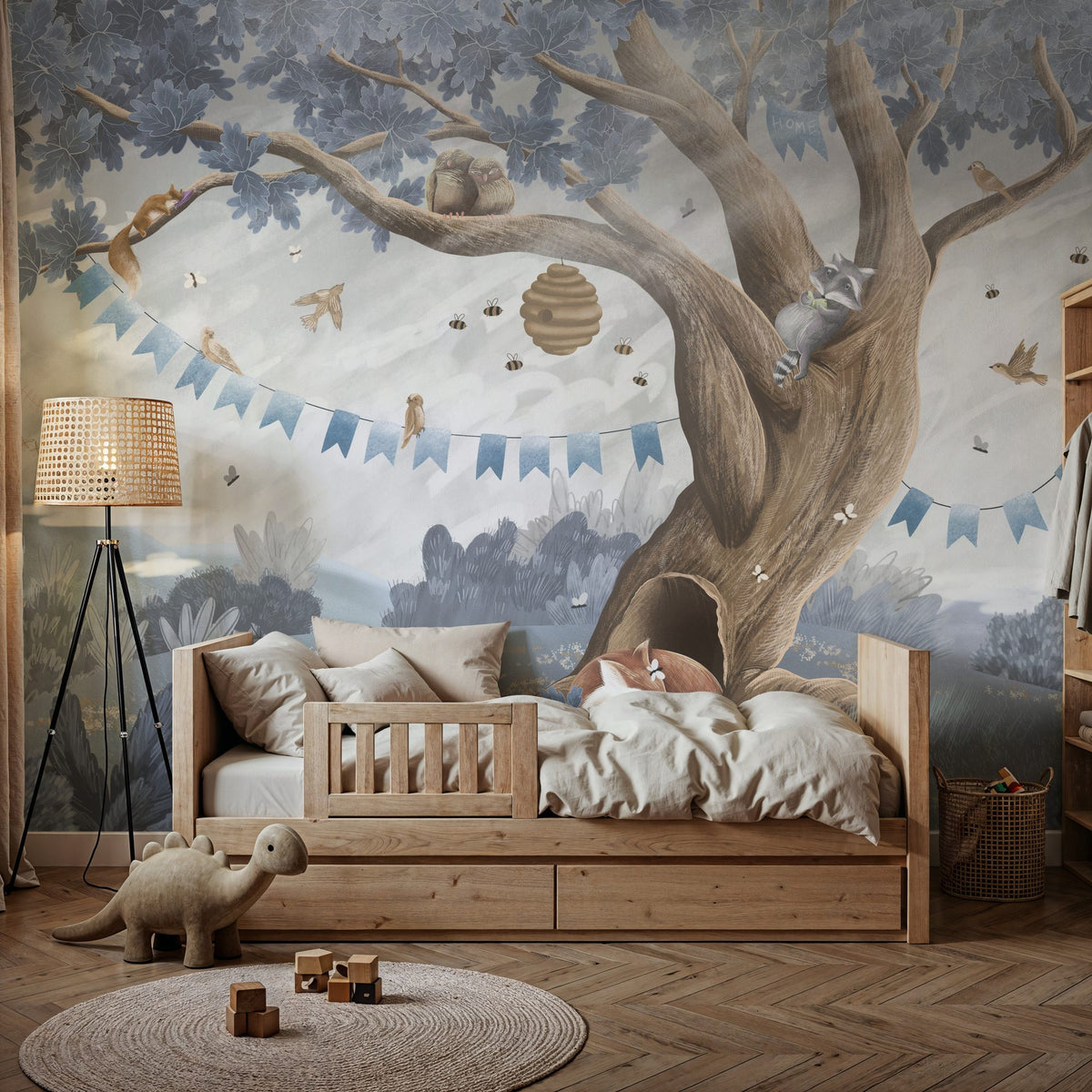 Oak Hill Slumber, Sky Blue Mural Wallpaper - room preview 06