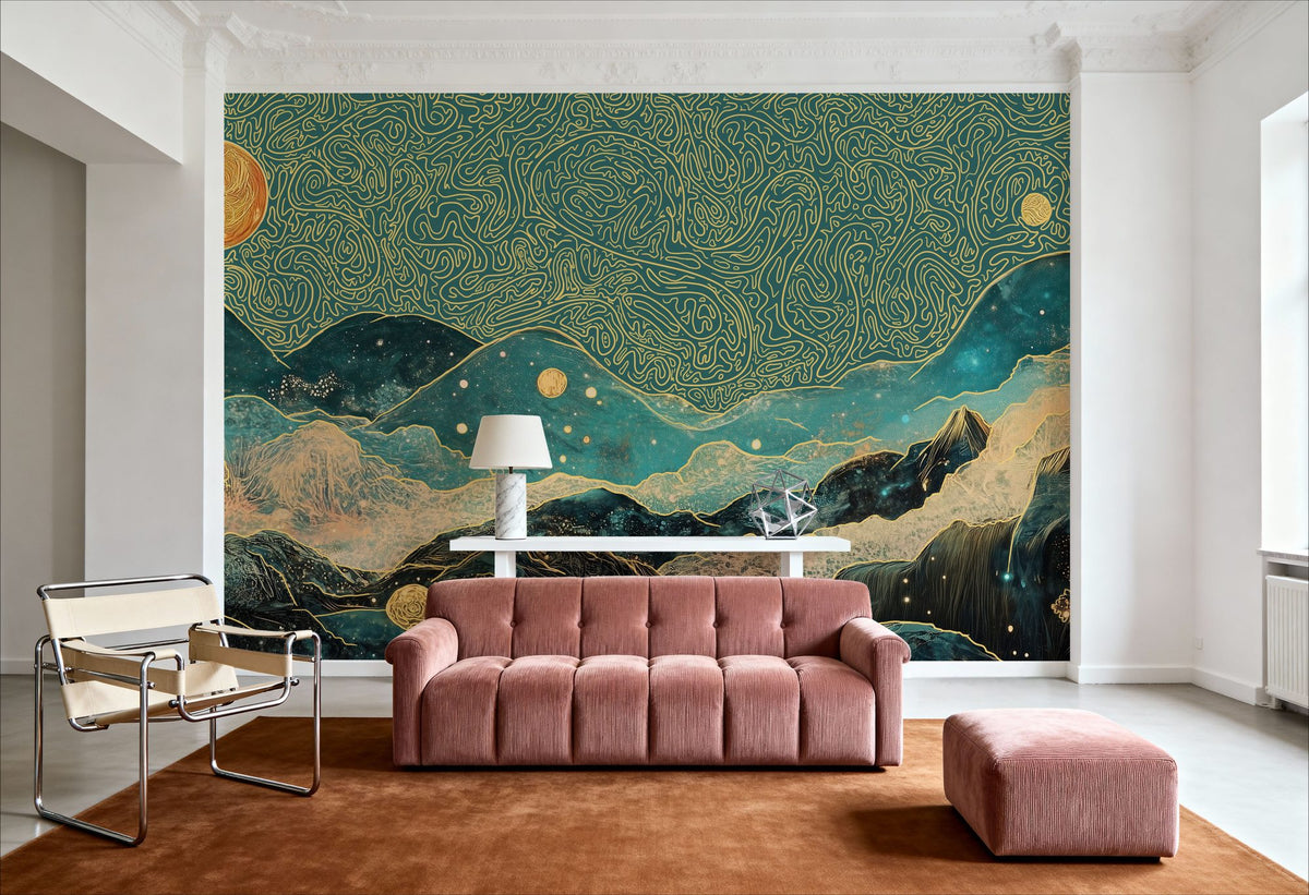 Curly Mountain Mural Wallpaper - room preview 06