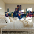 Daegu South Korea Skyline Blue & Bronze Mural Wallpaper - room preview 06