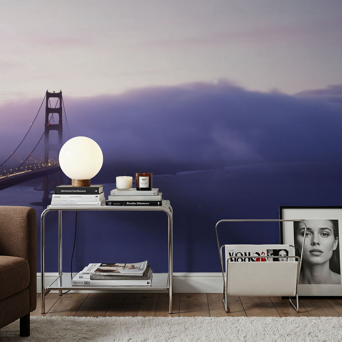 Misty Bridge Dawn Mural Wallpaper - room preview 06