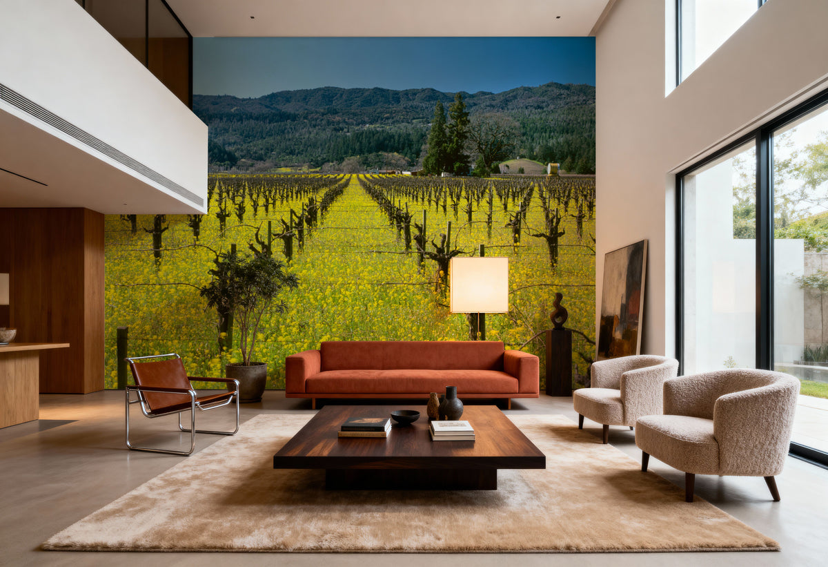 Vineyard Symmetry Mural Wallpaper - room preview 06