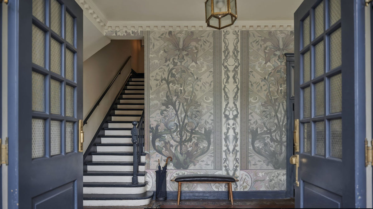 Plant Fantasy Ornament, Gray Mural Wallpaper - room preview 06