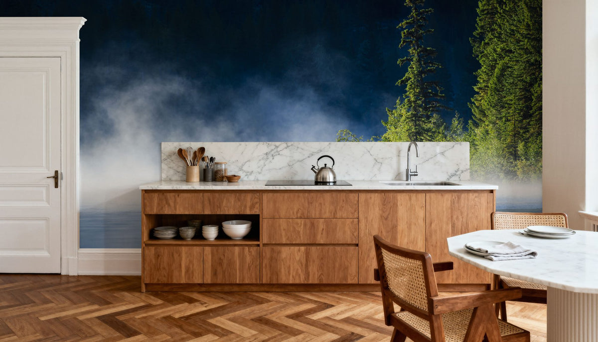 Lakeshore Fog Mural Wallpaper - room preview 06