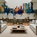 Reading England Skyline Blue & Bronze Mural Wallpaper - room preview 06
