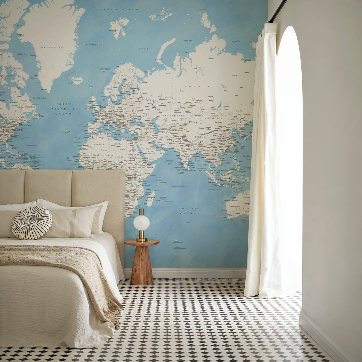 World Map Cities - Naolin Mural Wallpaper - room preview 06