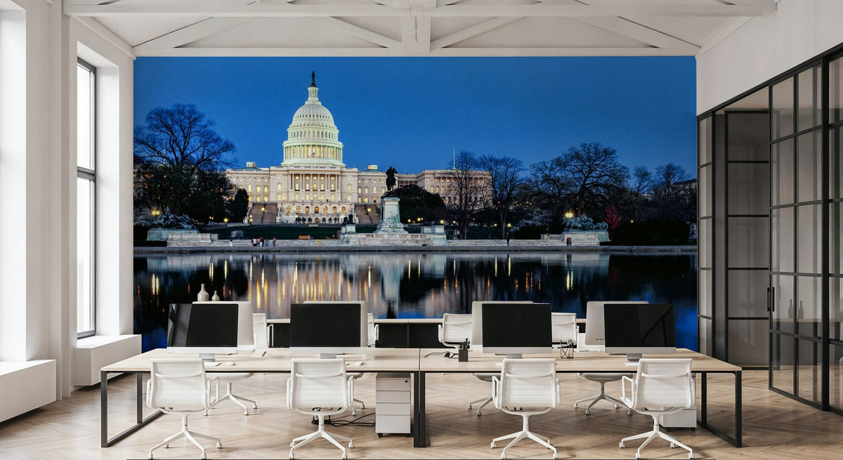 Capitol Twilight Mural Wallpaper - Blue Tone - room preview 06