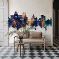 Galway Ireland Skyline Blue & Bronze Mural Wallpaper - room preview 06