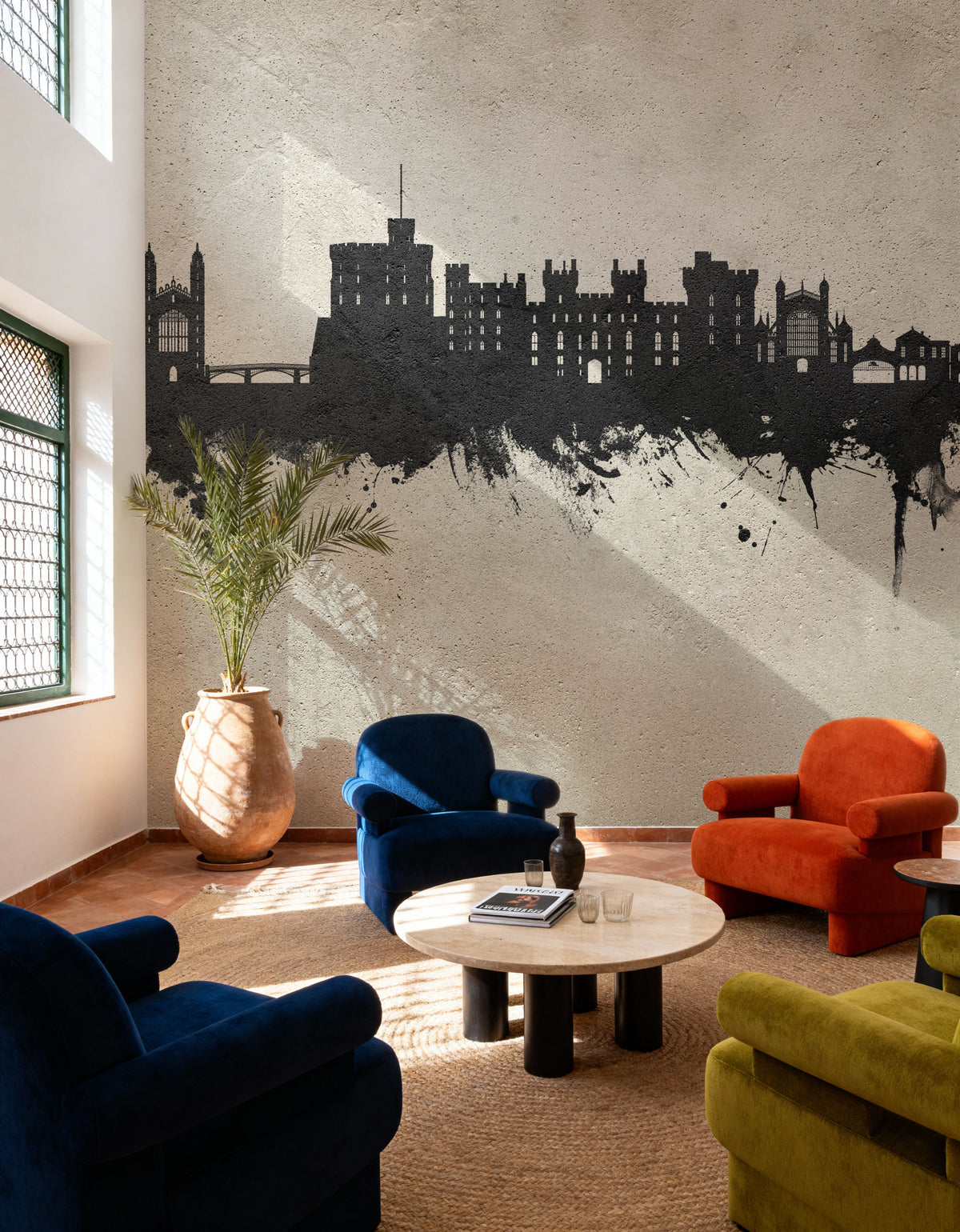 Windsor England Skyline Concrete Mural Wallpaper - room preview 06