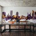 Tirana Skyline Purple & Gold Mural Wallpaper - room preview 06