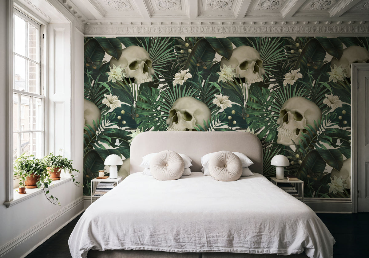 Peonies and Skulls Mural Wallpaper - room preview 06