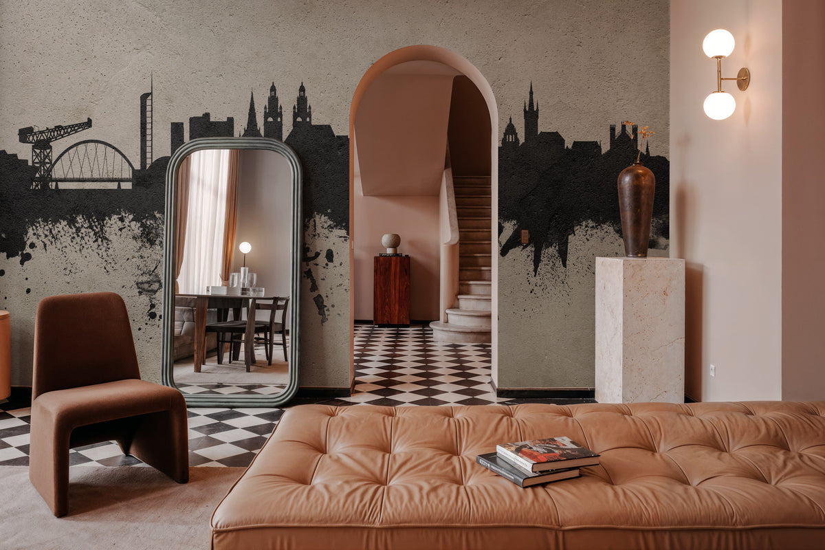Glasgow Scotland Skyline Concrete Mural Wallpaper - room preview 06