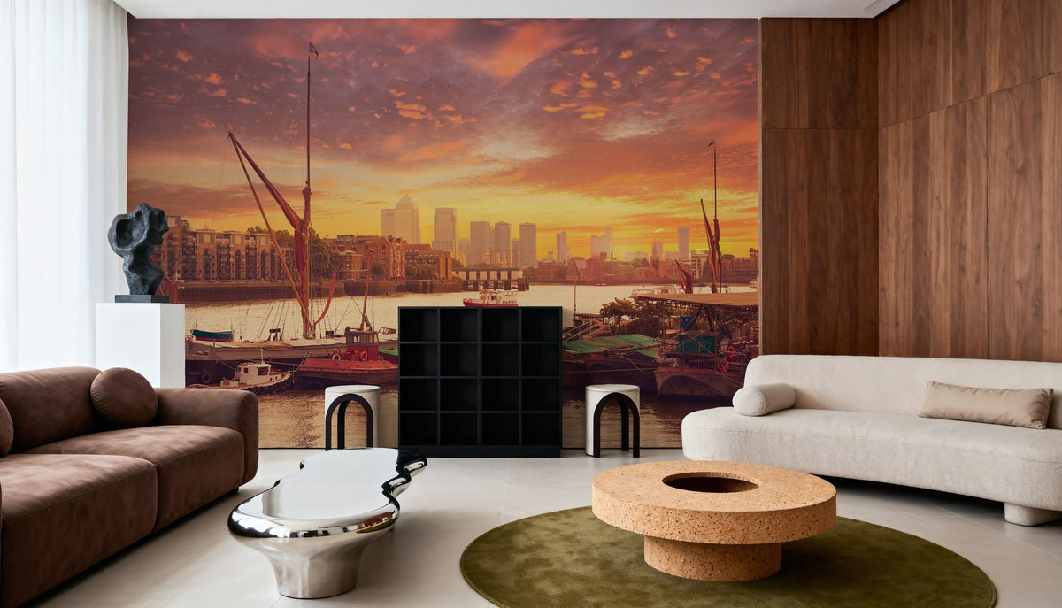 Harbor Sunset Sails Mural Wallpaper - room preview 06