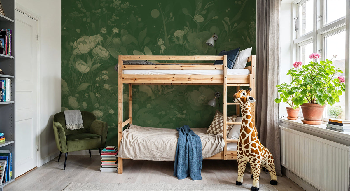 Rabbits Green Mural Wallpaper - room preview 06