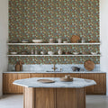 Flutterby Flowers Brown Mural Wallpaper - room preview 06