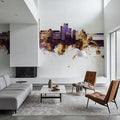 Telford England Skyline Purple & Gold Mural Wallpaper - room preview 06