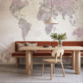 World Map Atlas Pink Mural Wallpaper - room preview 06