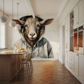 Watercolor Cartoon Goat in a Hoodie Mural Wallpaper - room preview 06