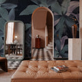 Big Orchids Dark Green Mural Wallpaper - room preview 06