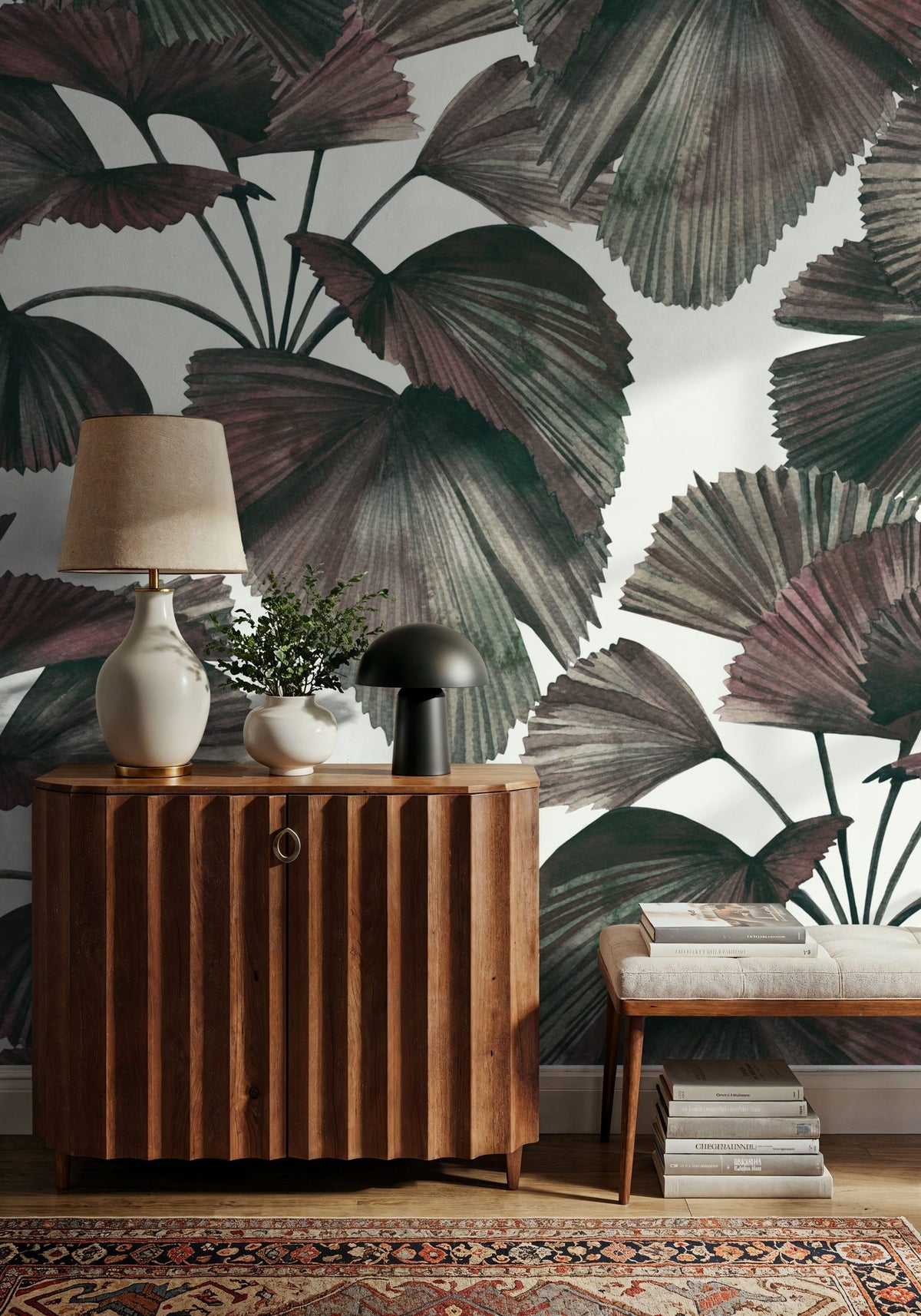 Ribbed Palm Fronds Mural Wallpaper - room preview 06