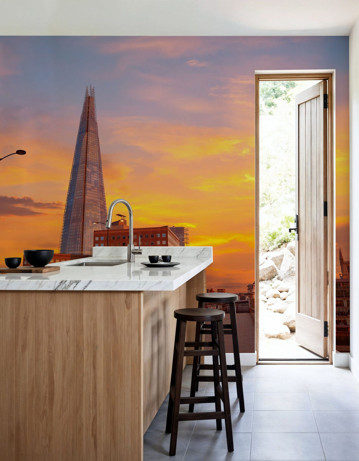 Metropolitan Sunset Yellow Mural Wallpaper - room preview 06