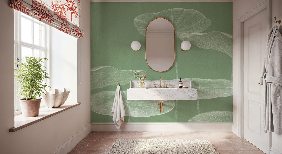 Pond Leaves Mural Wallpaper - room preview 06
