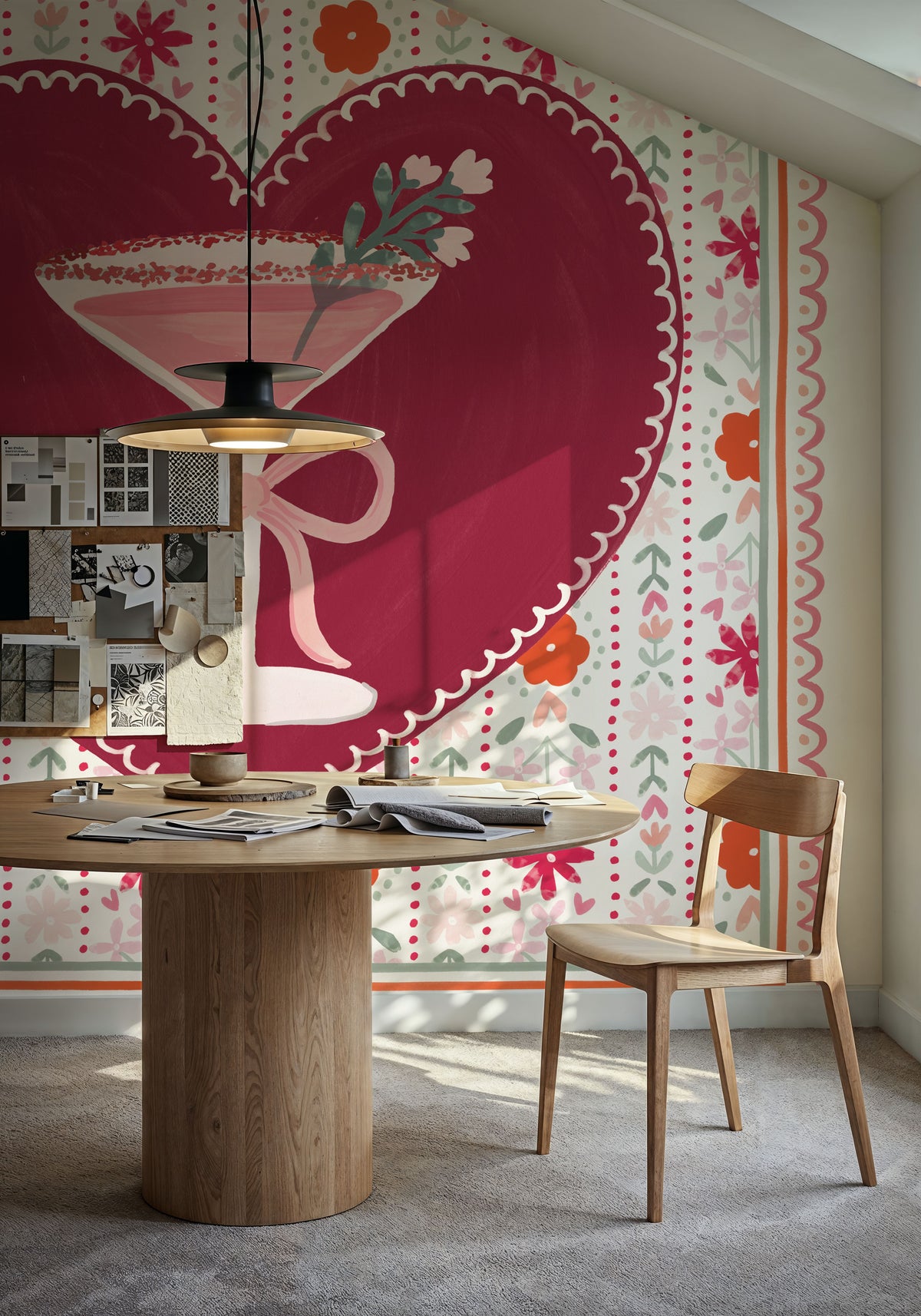 Blooming Hearts IV Cocktail Mural Wallpaper - room preview 06