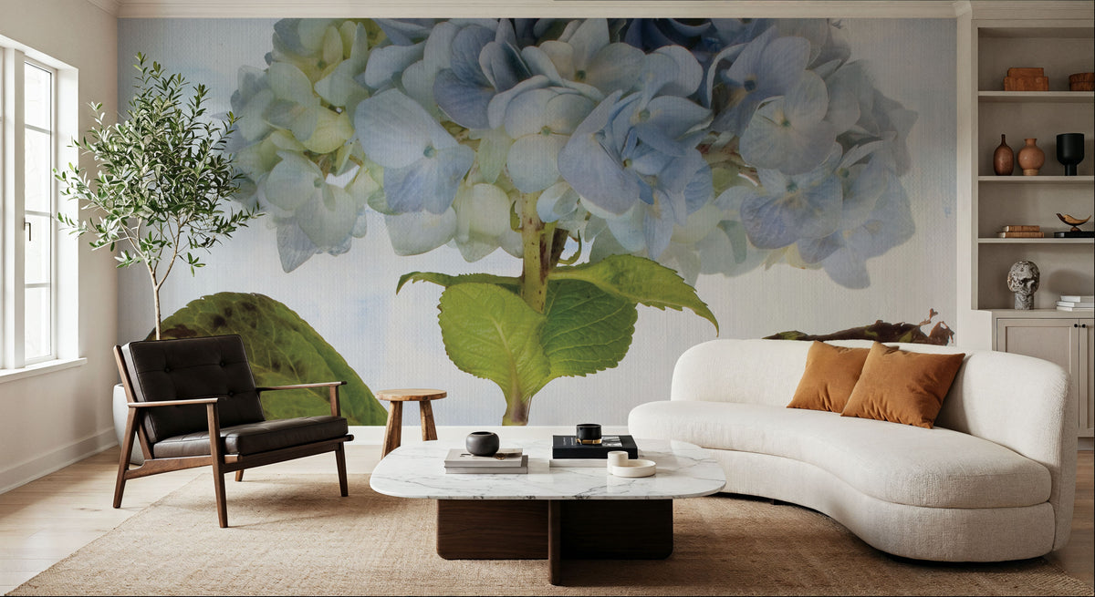 Blue Hydrangea Mural Wallpaper - room preview 06