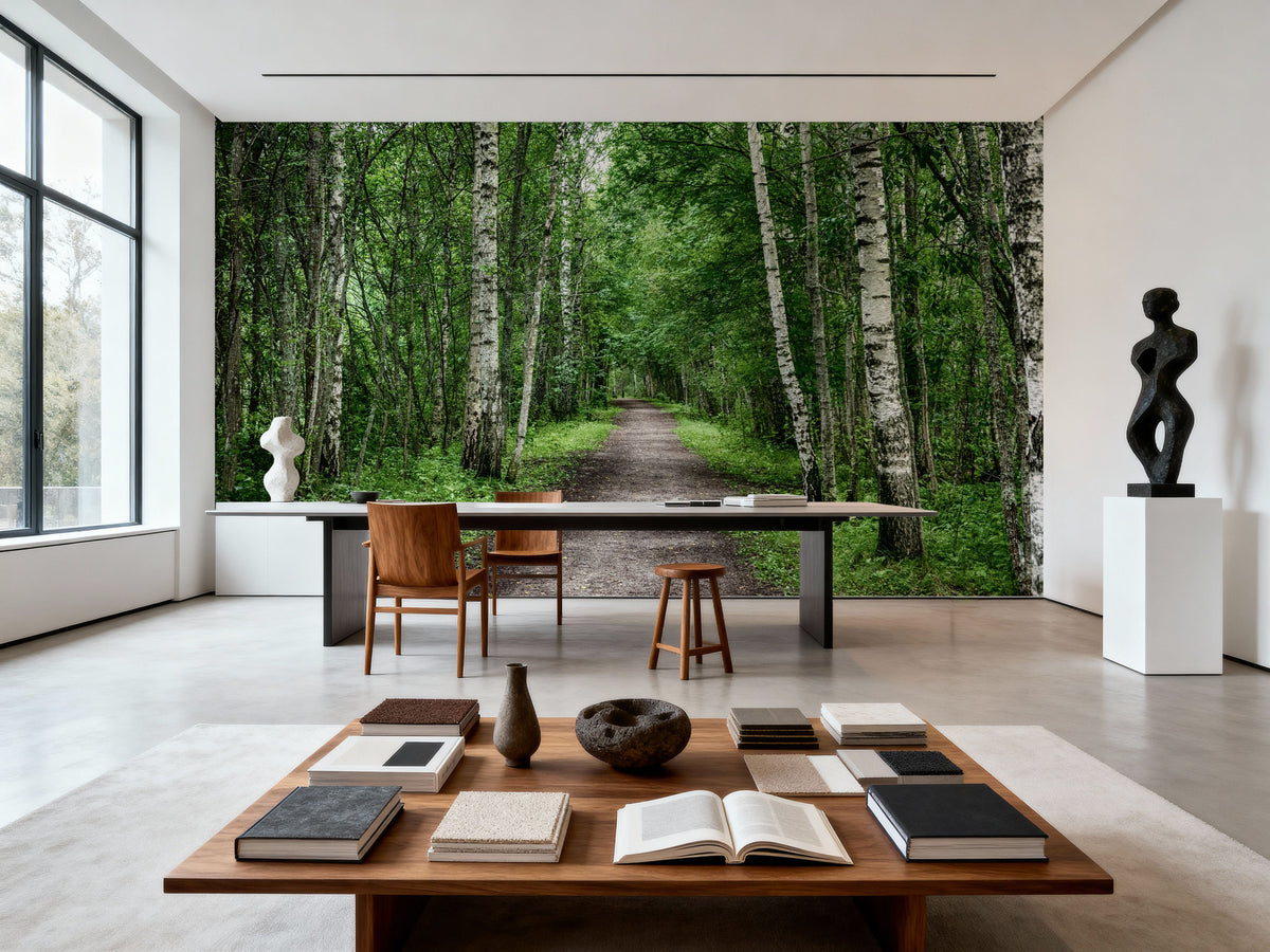 Dark Birch Forest Mural Wallpaper - room preview 06