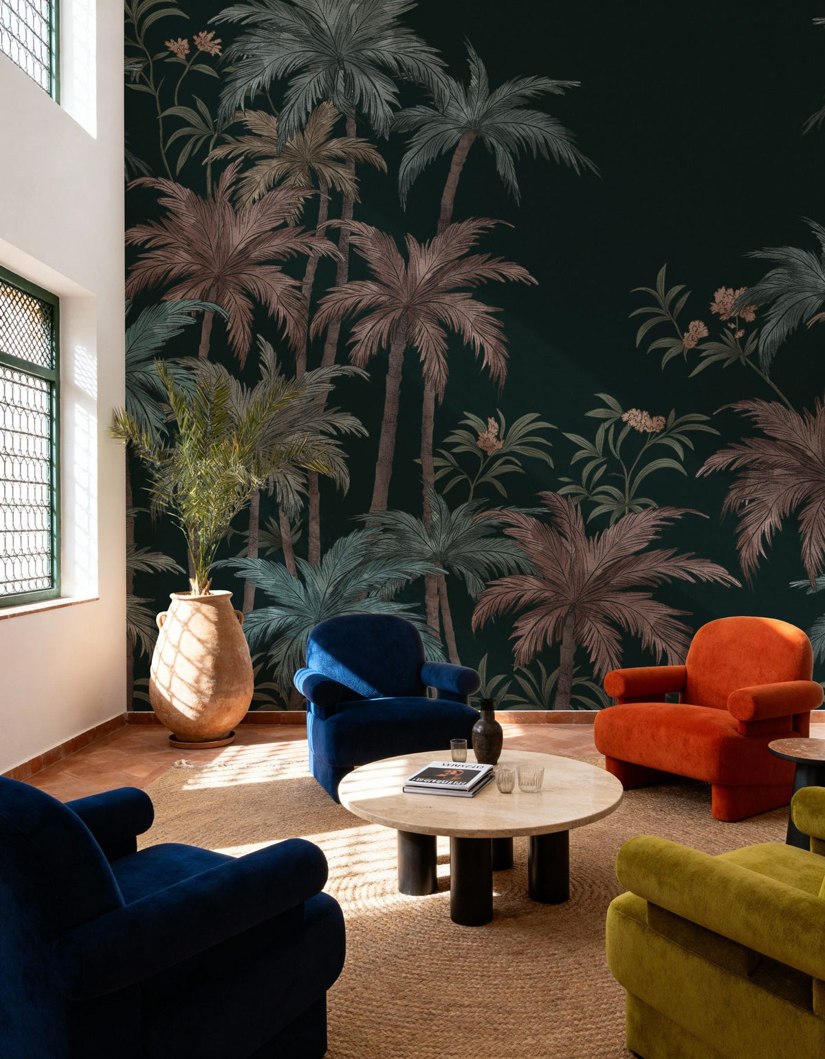Palm Abode, Midnight Mural Wallpaper - room preview 06