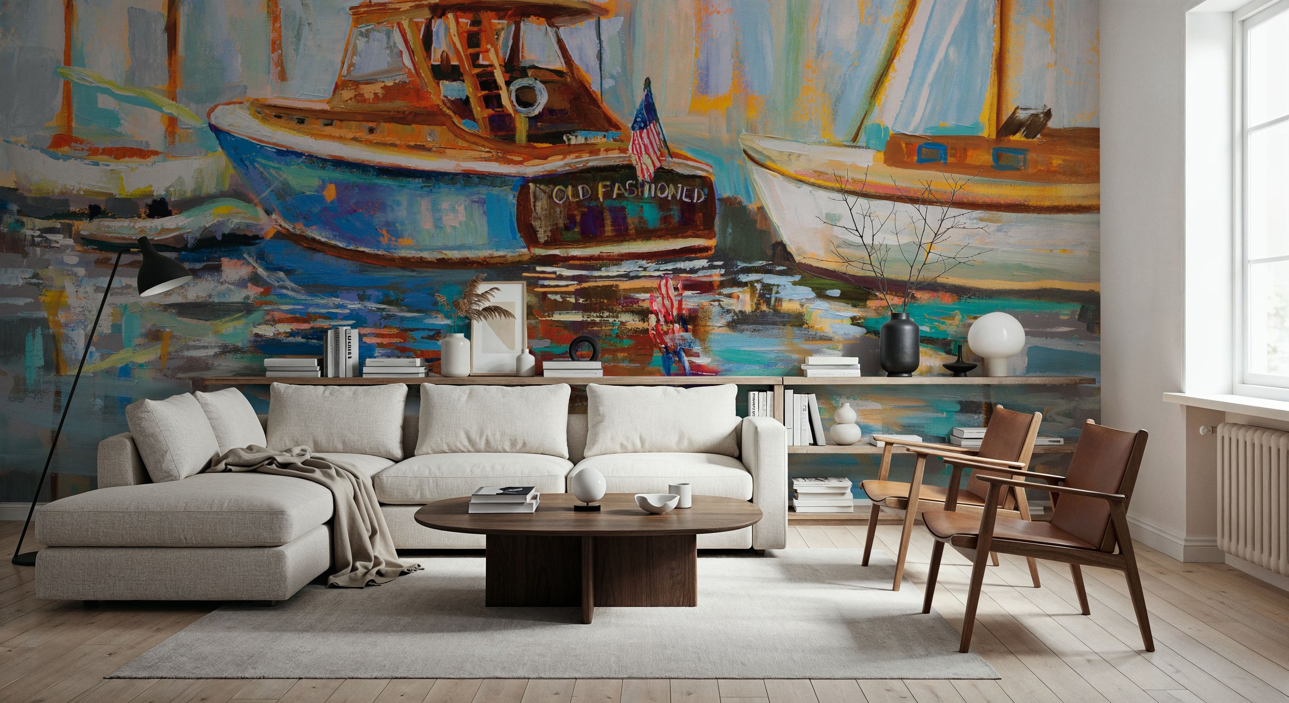 Old Fashioned Boat Mural Wallpaper