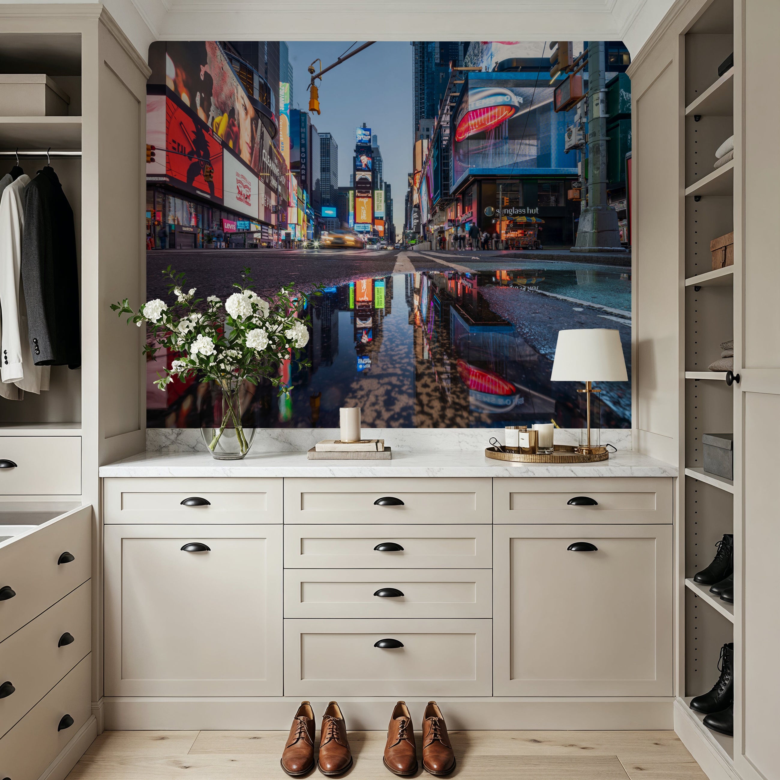 Reflecting on Times Square Mural Wallpaper