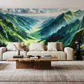 Expansive Mountain Valley Landscape Mural Wallpaper - room preview 06