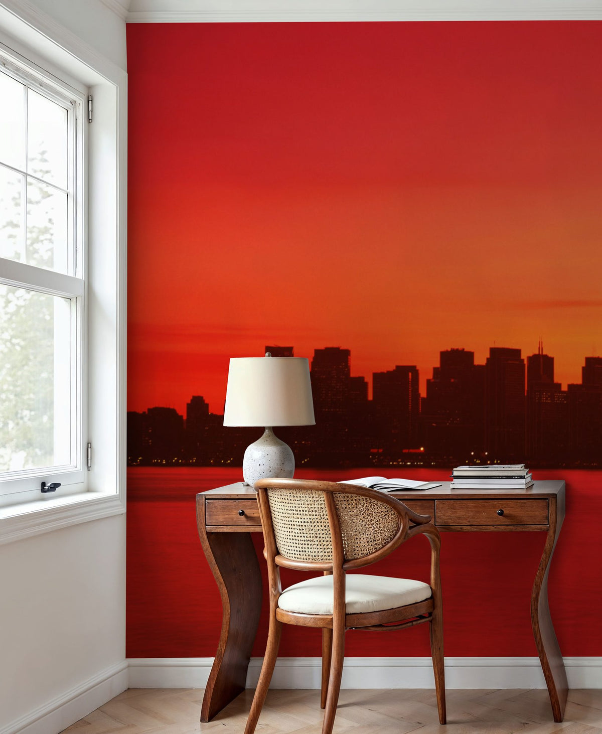 Crimson Bridge Horizon Mural Wallpaper - room preview 06